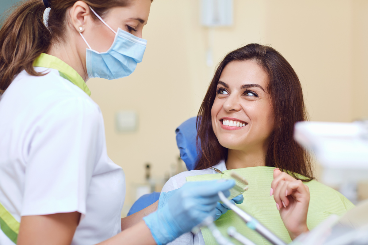 Smiling patient- same day dental crowns